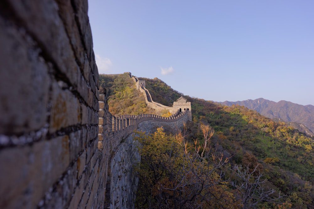 Side view of great wall of china