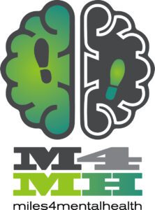 Логотип Miles for Mental Health, различные оттенки зеленого и серого