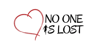 Logotipo de No One Is Lost, negro y rojo